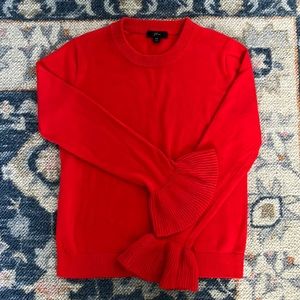 J Crew Bell Sleeve Sweater in Red